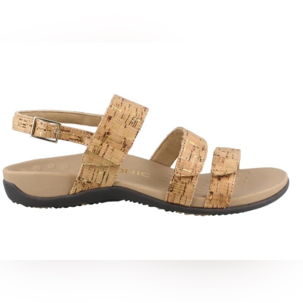VIONIC Teagan Beach Summer "Cork" Hook/Loop 2 Strap Buckle Slingback Sandal SZ 7 - Picture 3 of 13